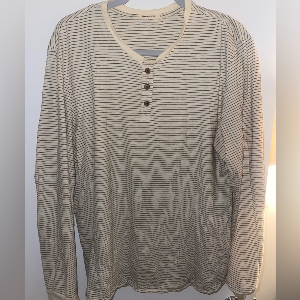 Marine Layer Long Sleeve Tee Henley - Size Large